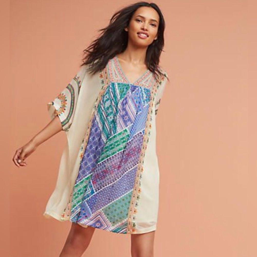 Anthropologie Tanvi Kedia Veena Beaded Caftan Kimono Artsy Festival Boho Small